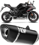 Auspuffendrohr Ohne Geräuschzulassung Lv-14 R Edelstahl Schwarz Endkappe Carbon Fiber - Leovince Kompatibel Mit Kawasaki Ninja 1000 Sx (2020-2024)