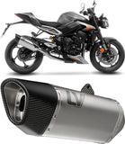 Complete Exhaust System Without Catalytic Converter And Without Sound Certification Lv-14 R Titanium Carbon Fiber End Cap - Leovince Compatible With Triumph Street Triple 765 A2 (2023-2024)