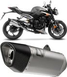 Komplette Auspuffanlage Ohne Katalysator Und Ohne Geräuschzulassung Lv-14 R Titan Endkappe Carbon Fiber - Leovince Kompatibel Mit Triumph Street Triple 765 A2 (2023-2024)