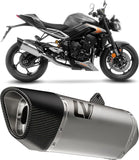 Komplette Auspuffanlage Ohne Katalysator Und Ohne Geräuschzulassung Lv-14 R Edelstahl Endkappe Carbon Fiber - Leovince Kompatibel Mit Triumph Street Triple 765 R - Rs (2023-2024)