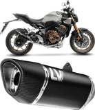 Komplette Auspuffanlage Ohne Katalysator Und Ohne Geräuschzulassung Lv-14 R Edelstahl Schwarz Endkappe Carbon Fiber - Leovince Kompatibel Mit Honda Cb 650 R Neo Sports Café (2019-2026)