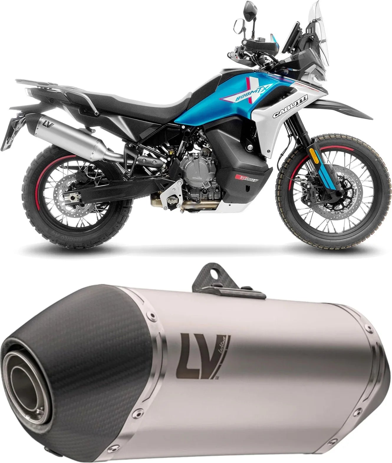 Auspuffendrohr Ohne Geräuschzulassung Lv-14 Edelstahl Endkappe Carbon Fiber - Leovince Kompatibel Mit Cfmoto 800 Mt-X (2025-2026)