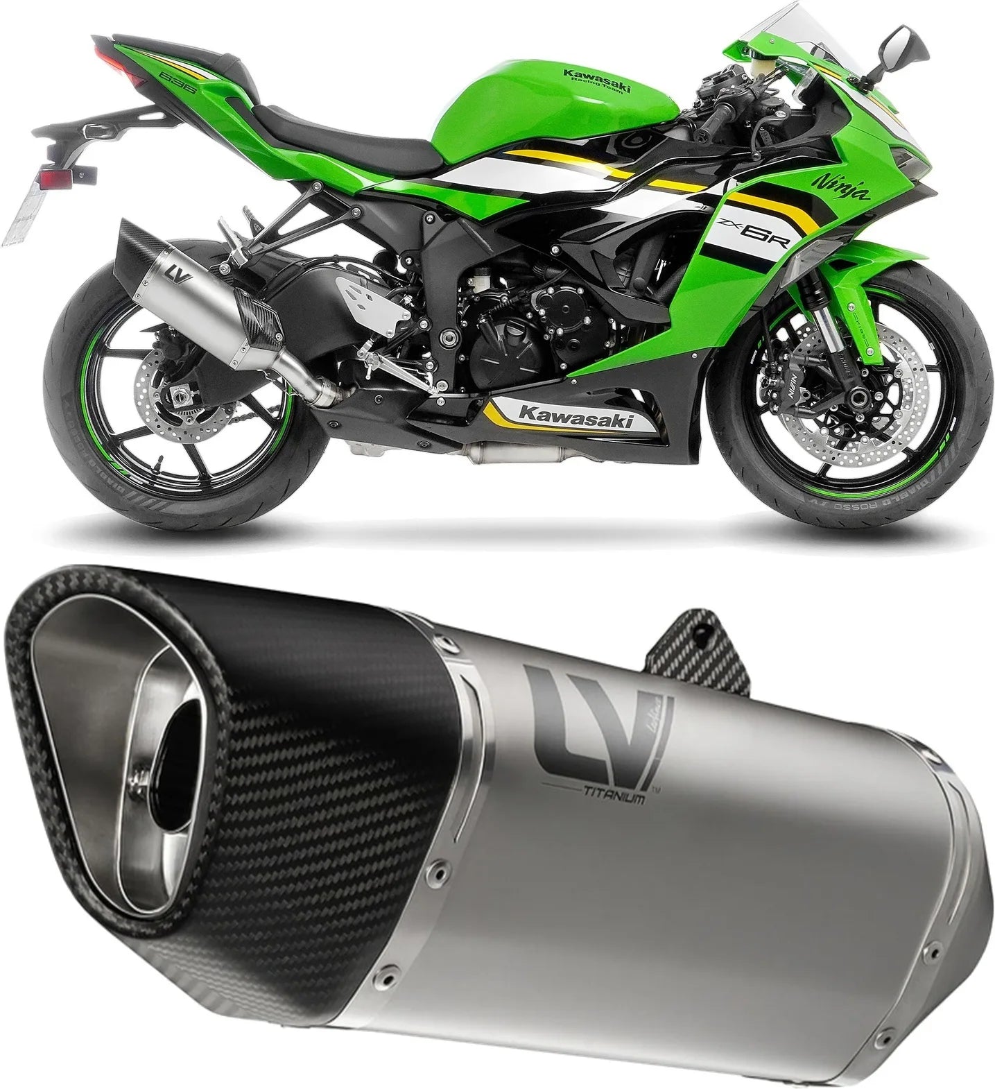 Auspuffendrohr Ohne Geräuschzulassung Lv-14 R Titan Endkappe Carbon Fiber - Leovince Kompatibel Mit Kawasaki Zx 6R Ninja (2024-2026)