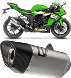 Auspuffendrohr Ohne Geräuschzulassung Lv-14 R Edelstahl Endkappe Carbon Fiber - Leovince Kompatibel Mit Kawasaki Zx 6R Ninja (2019-2020)