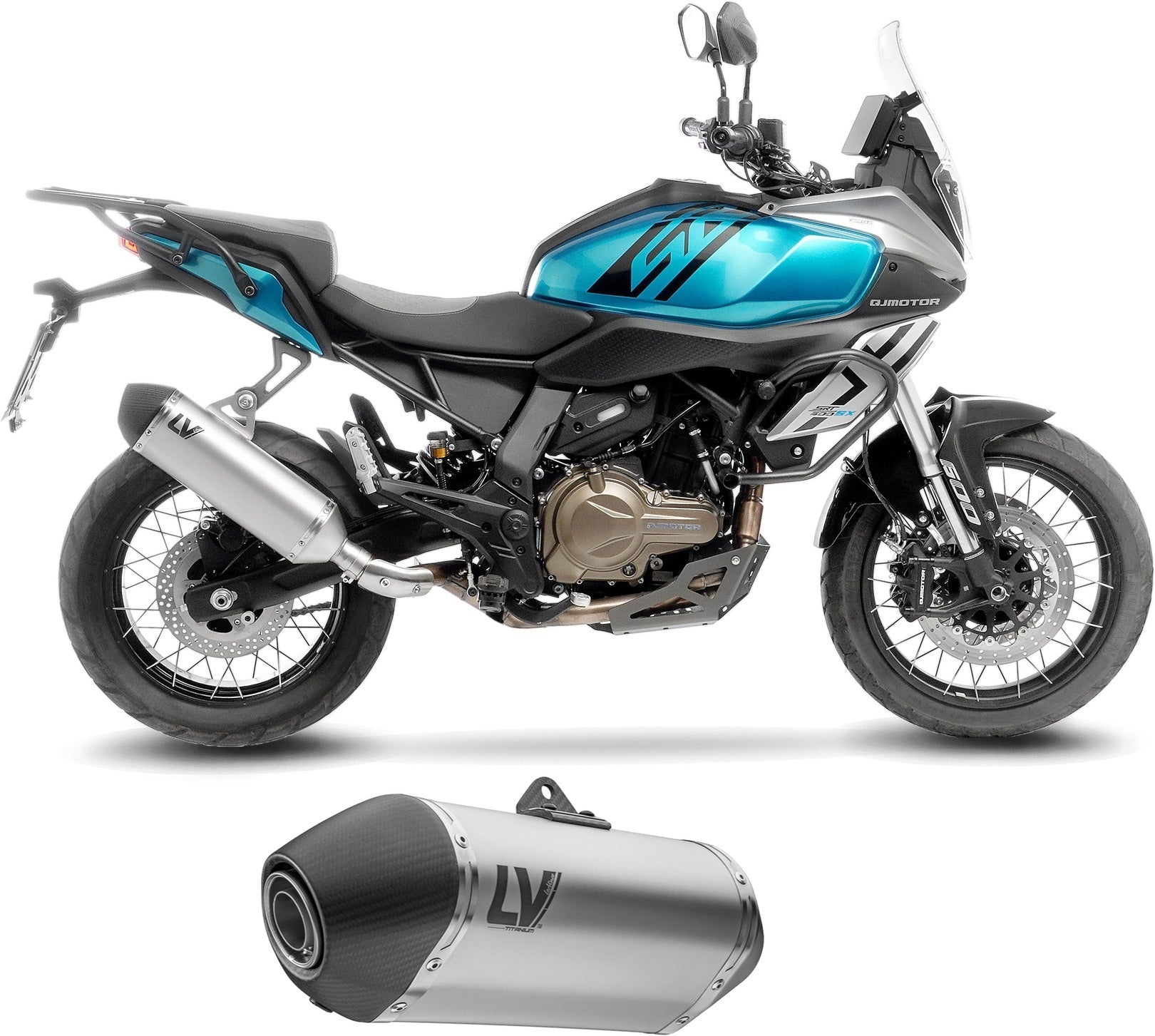 Exhaust Tip Without Sound Certification Lv-14 Stainless Steel Carbon Fiber End Cap - Leovince Compatible With Qj Motor Srt 600 Sx (2024-2026)