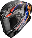 Integralhelm Für Motorrad Scorpion Exo Exo-Race Air Ultra Tct / Carbon Schwarz Blau Orange Move On Grösse L