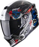 Full-Face Motorcycle Helmet Scorpion Exo Covert Fx Ultra Tct Black Grey Red Skullz Size L
