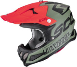 Offroad-Helm Für Motorrad Scorpion Exo Vx-22 Air Ultra Tct Mattgrün Schwarz Rot Updown Grösse S
