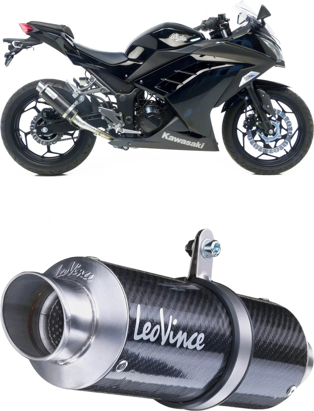 Auspuffendrohr Ohne Geräuschzulassung Gp Corsa Carbon Fiber - Leovince Kompatibel Mit Kawasaki Ninja 250 R (2013-2016)