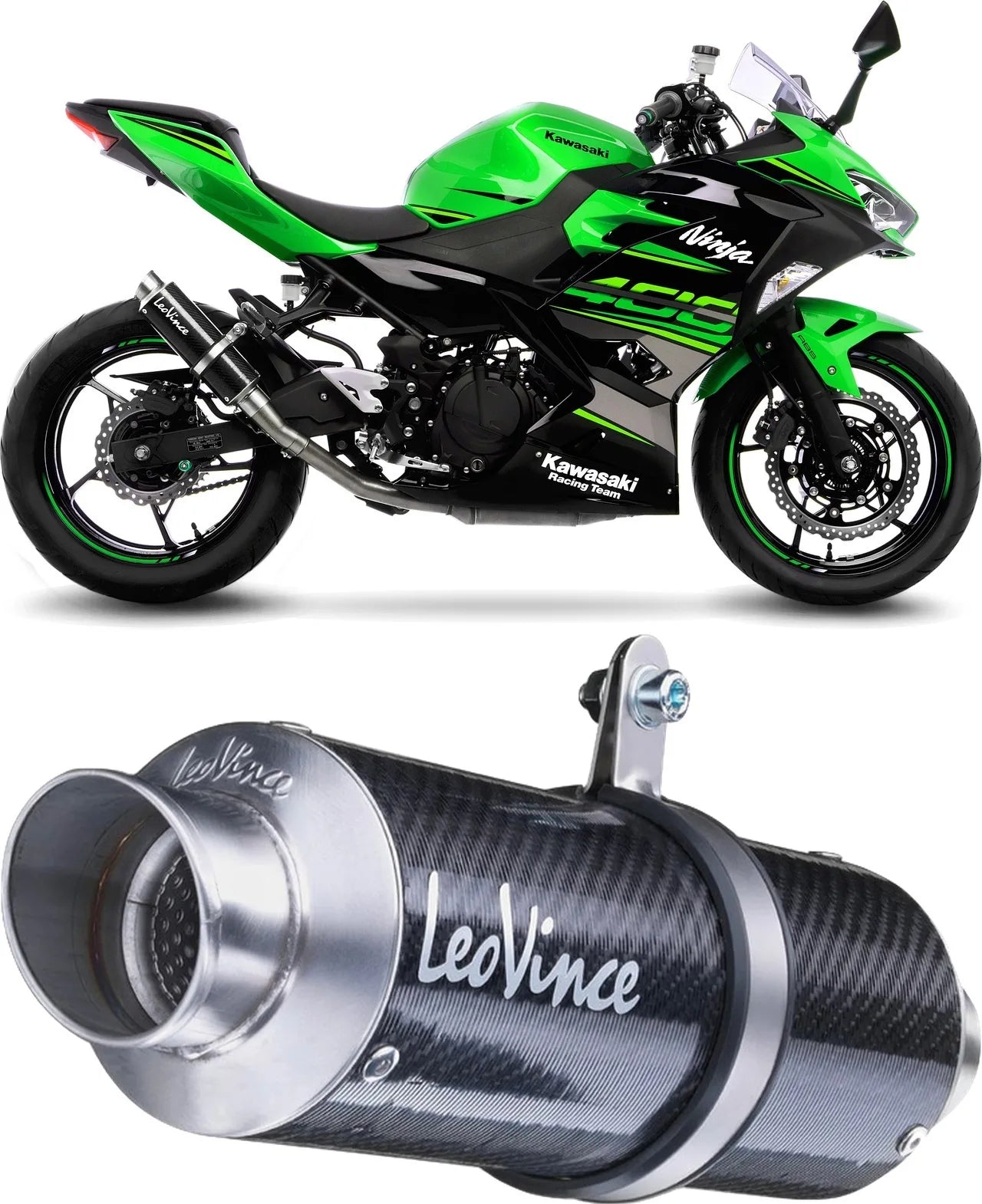 Auspuffendrohr Ohne Geräuschzulassung Gp Corsa Carbon Fiber - Leovince Kompatibel Mit Kawasaki Z 400 (2019-2021)