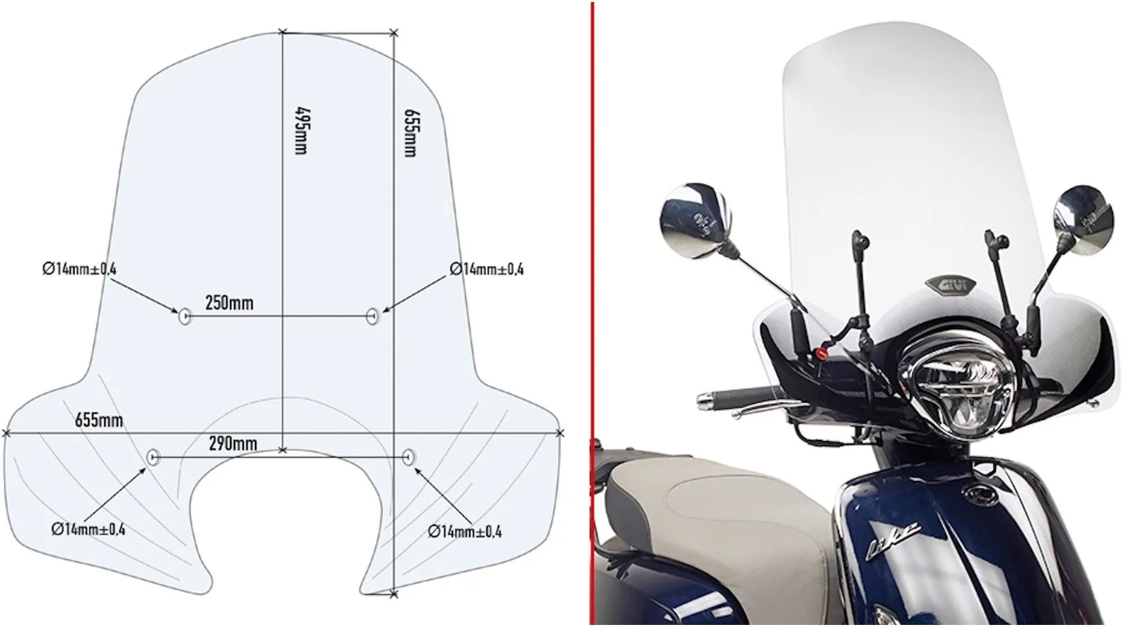 Windschild Transparent - Givi Kompatibel Mit Kymco Like 50 - 125 - 150 (2017-2024)