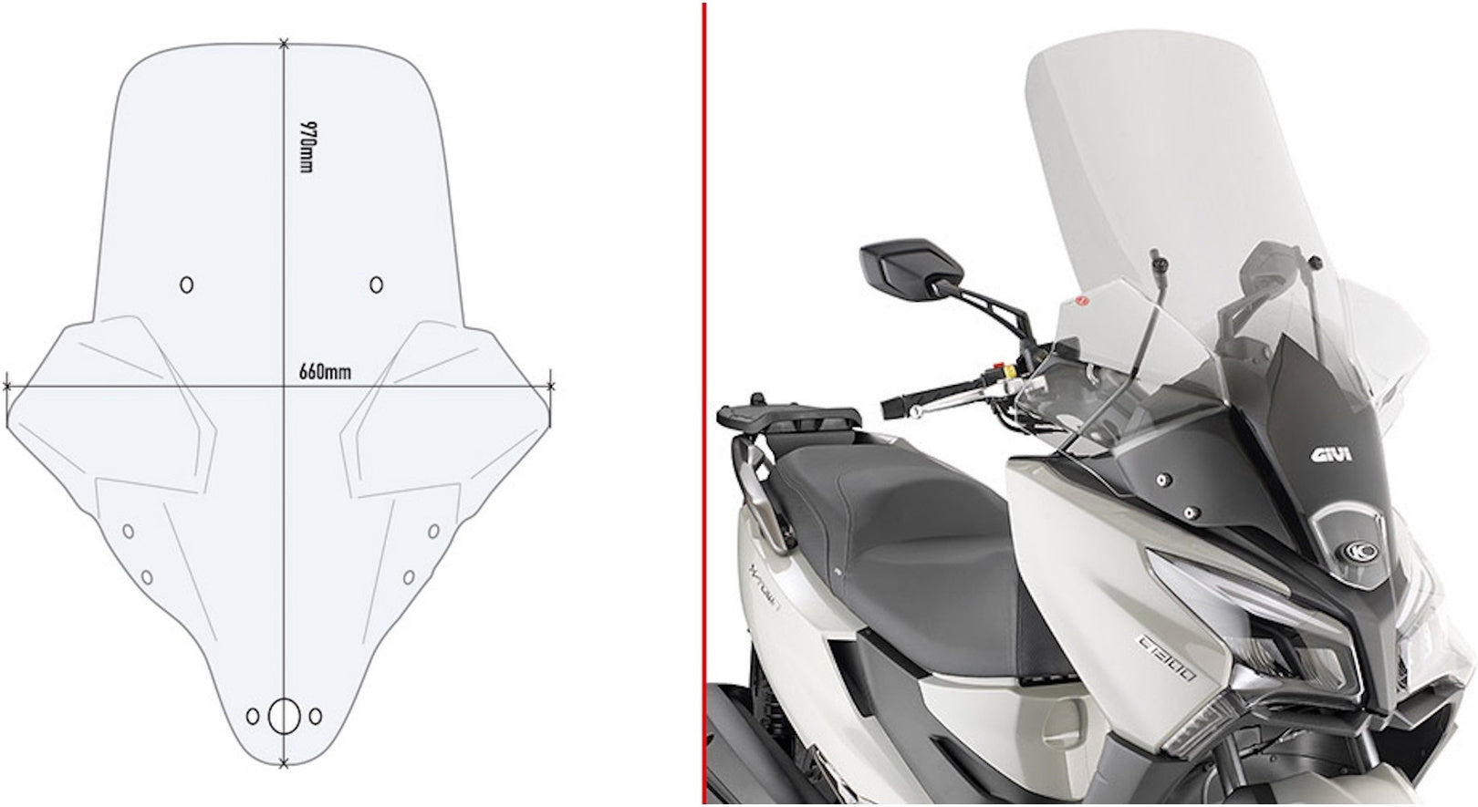Transparent Wind-Screen - Givi Compatible With Kymco X-Town 125 - 300 City (2020-2024)