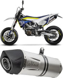 Auspuffendrohr Ohne Geräuschzulassung Lv One Evo Edelstahl Endkappe Carbon Fiber - Leovince Kompatibel Mit Husqvarna 701 Enduro - Lr (2017-2020)