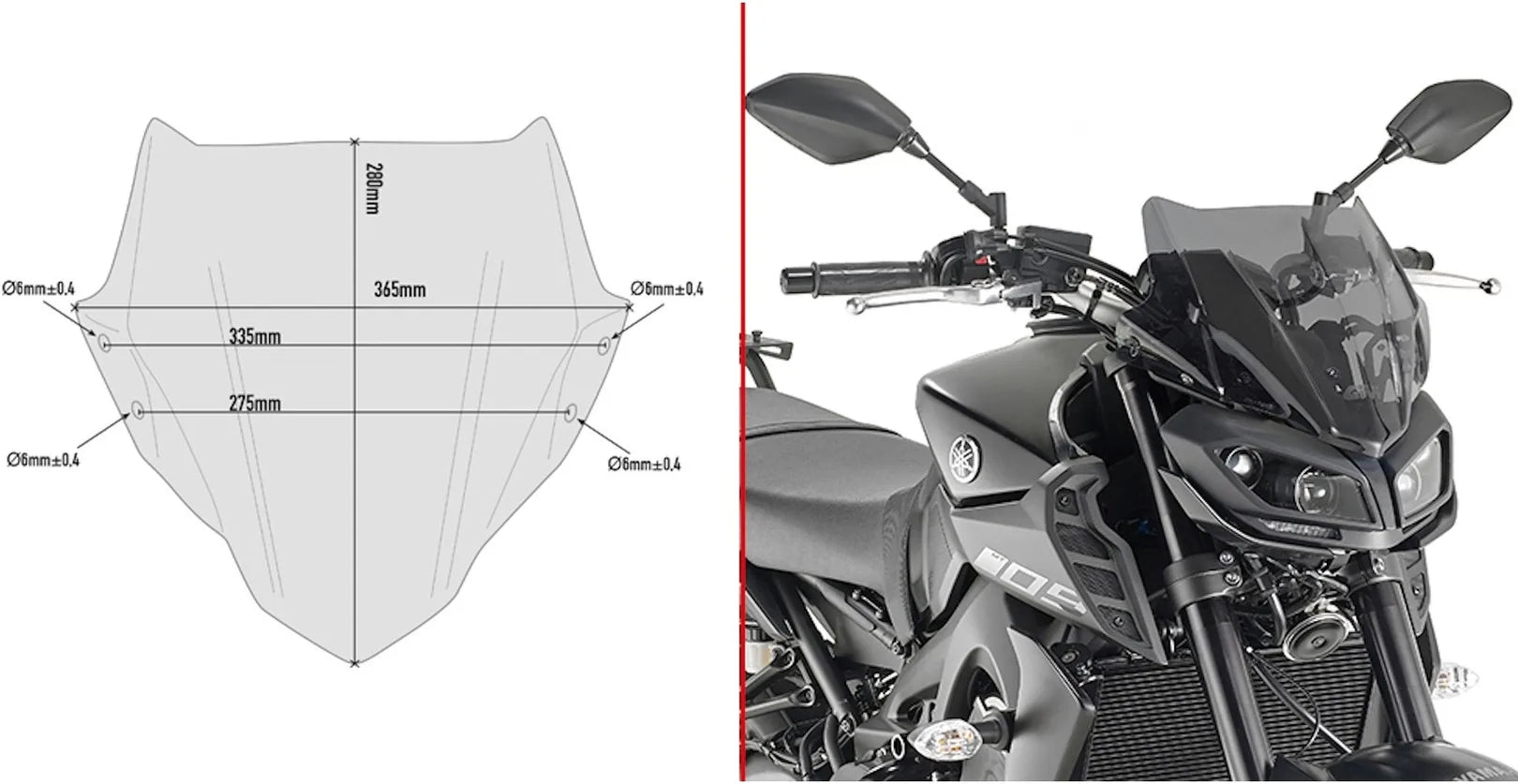 Windschild Getönt - Givi Kompatibel Mit Yamaha Mt-09 (2017-2020)