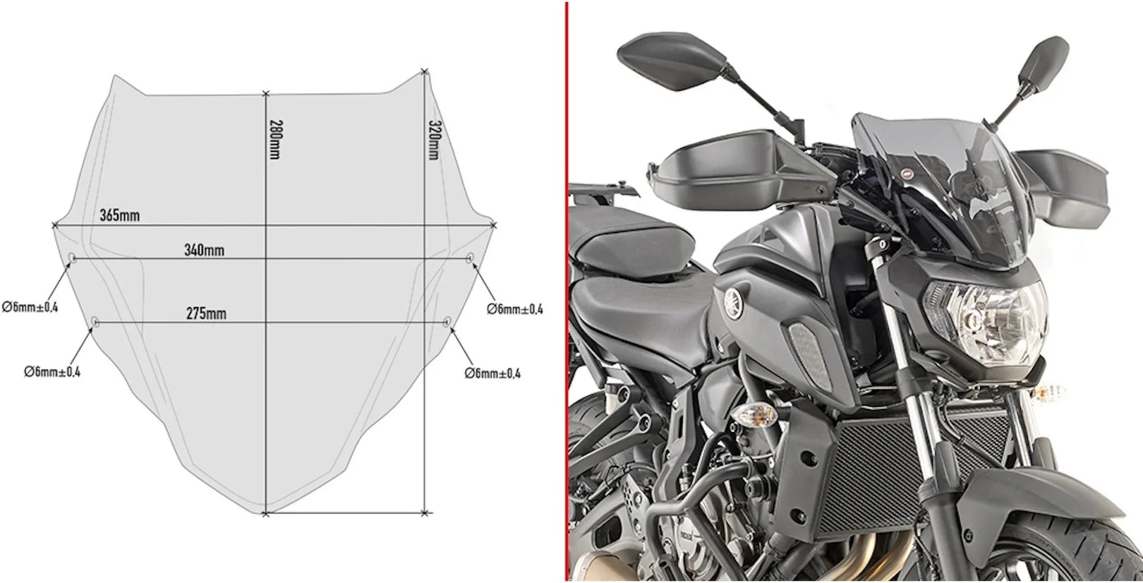 Windschild Getönt - Givi Kompatibel Mit Yamaha Mt-07 (2018-2020)