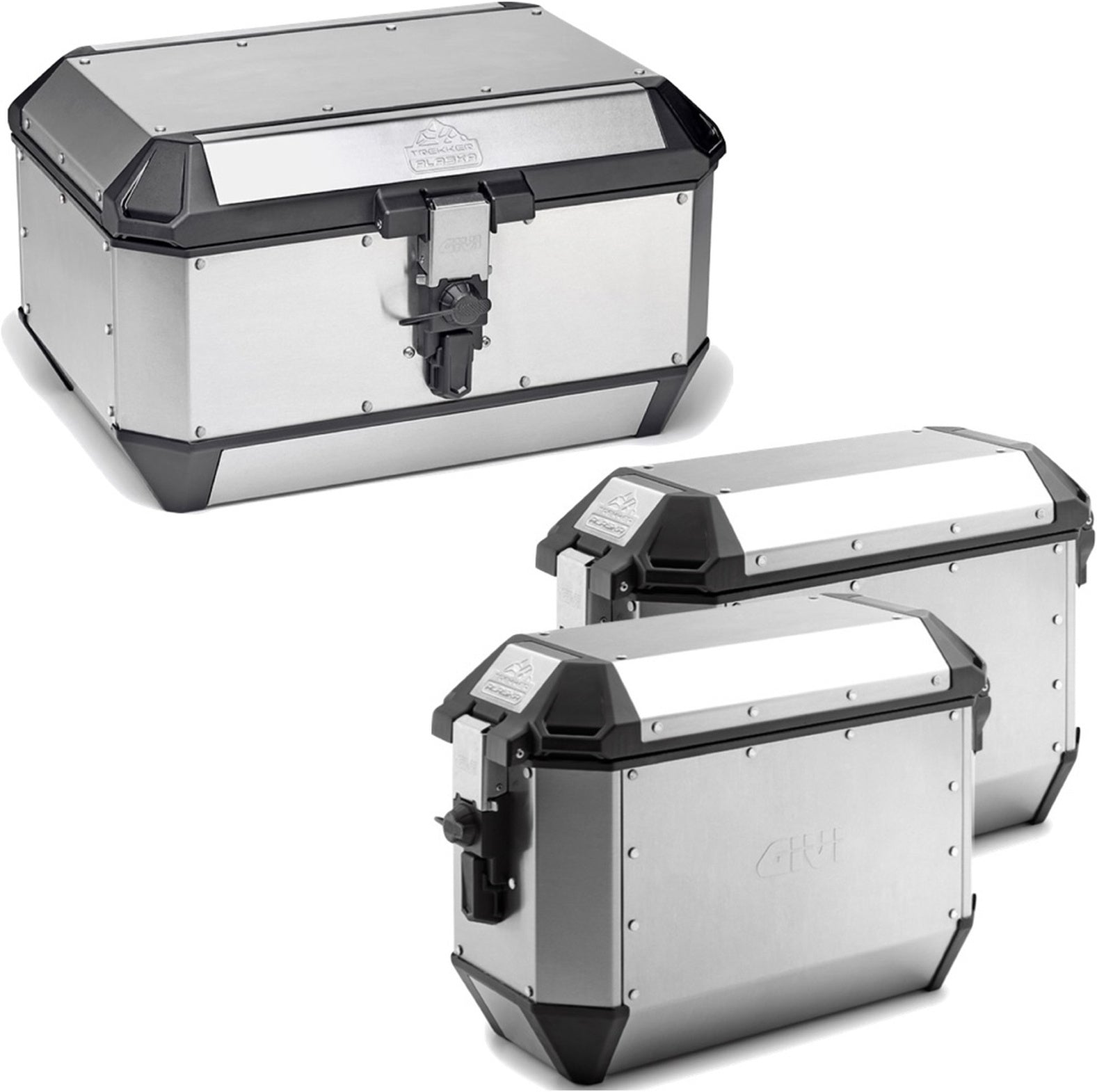 Trekker Alaska Aluminium Top Case + Side Cases - 128 Lt Trekker Alaska Aluminium - Givi Compatible With Kawasaki Versys 650 (2022-2024)