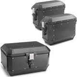 Trekker Alaska Aluminium Black Top Case + Side Cases - 128 Lt Trekker Alaska Aluminium - Givi Compatible With Kawasaki Versys 650 (2015-2021)