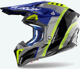 Offroad-Helm Für Motorrad Airoh Aviator 3 - Av3H18 Hpc Carbon Glanzblau Hima Grösse Xl