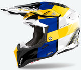 Off-Road Motorcycle Helmet Airoh Aviator 3 - Av3M18 Hpc Carbon Blue Yellow Glossy Monarch Size S