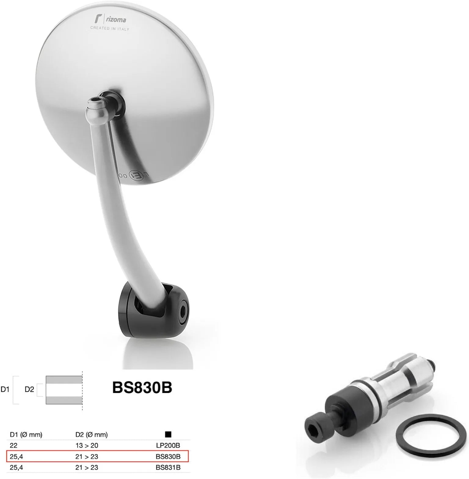 Spiegel End Mount Richtig Universal Ø24,5(21>23) Spirit Rs - Rizoma Kompatibel Mit Ktm