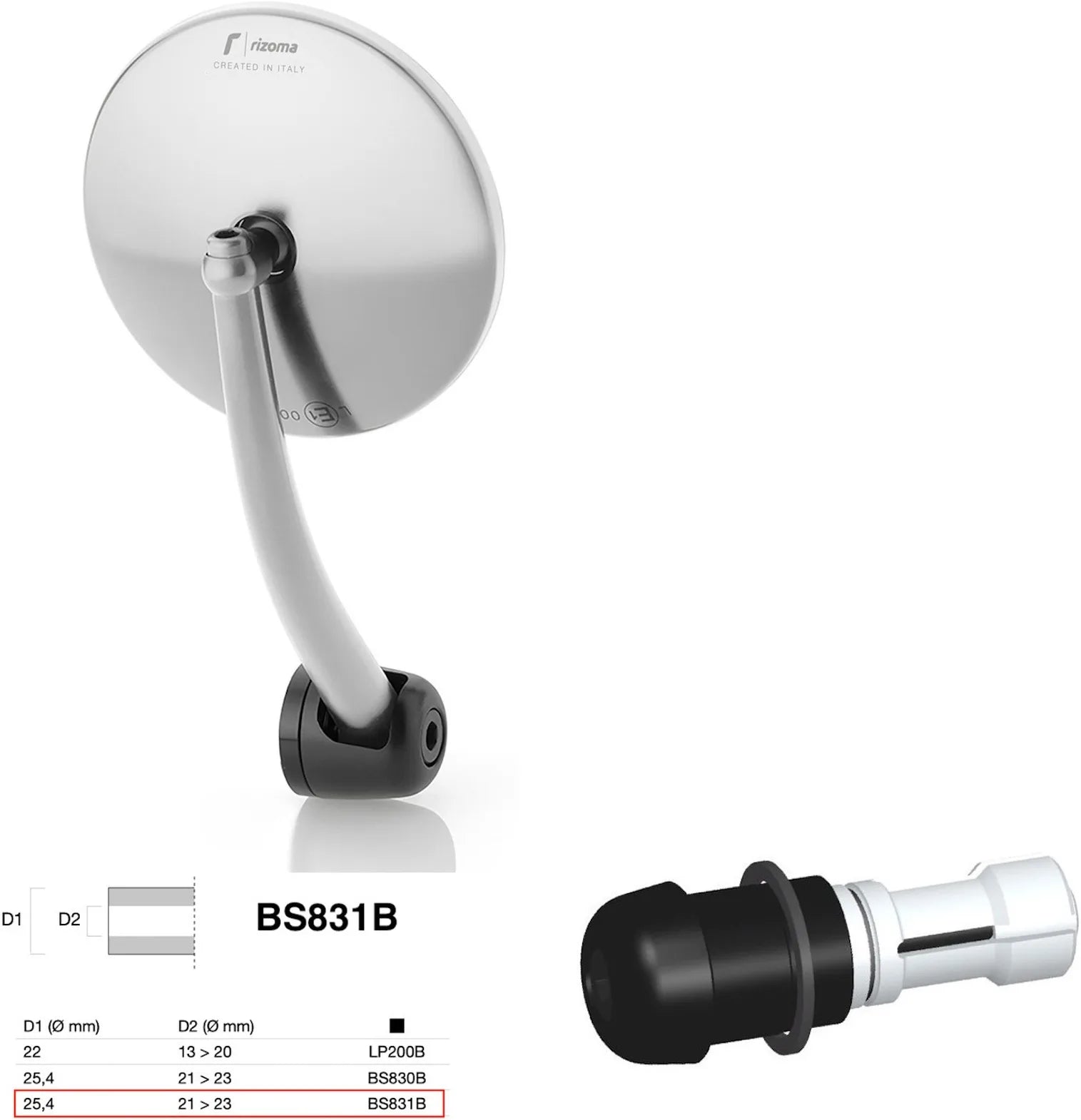 Spiegel End Mount Richtig Universal Ø24,5(21>23) Spirit Rs - Rizoma Kompatibel Mit Ktm
