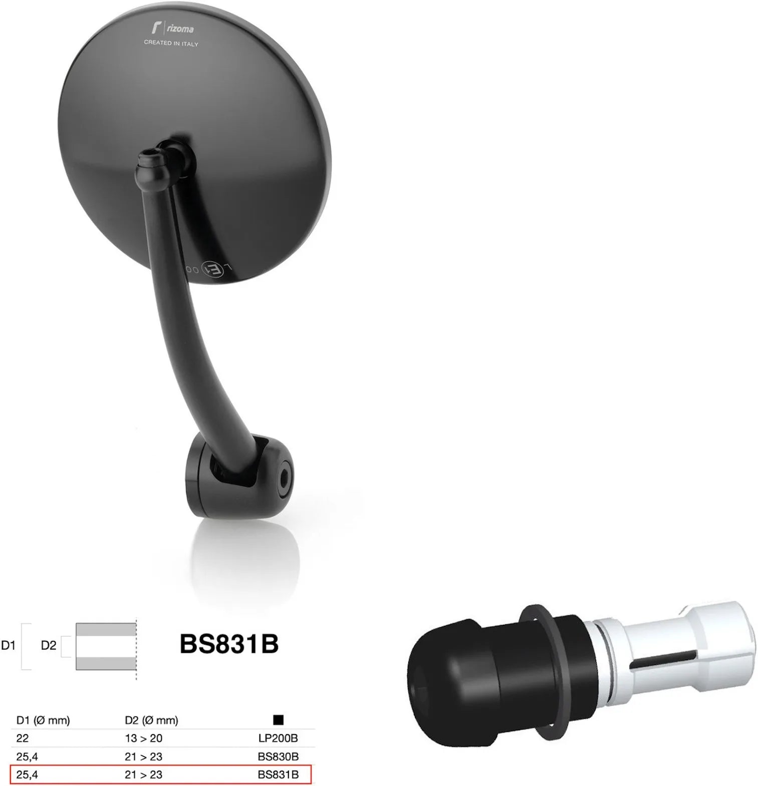 Spiegel End Mount Richtig Universal Ø24,5(21>23) Spirit Rs - Rizoma Kompatibel Mit Ktm