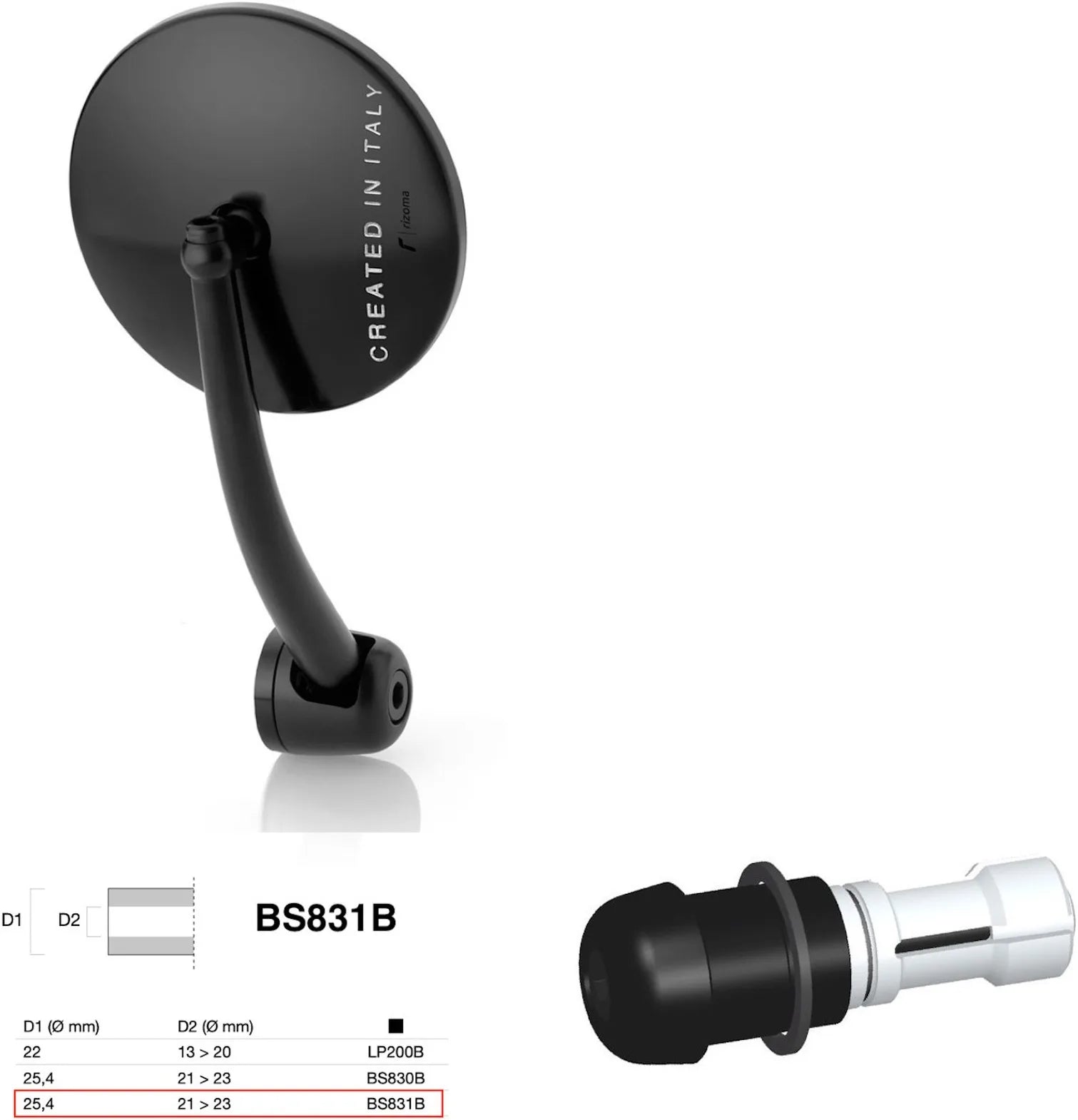 Spiegel End Mount Richtig Universal Ø24,5(21>23) Spirit Rs - Rizoma Kompatibel Mit Ktm