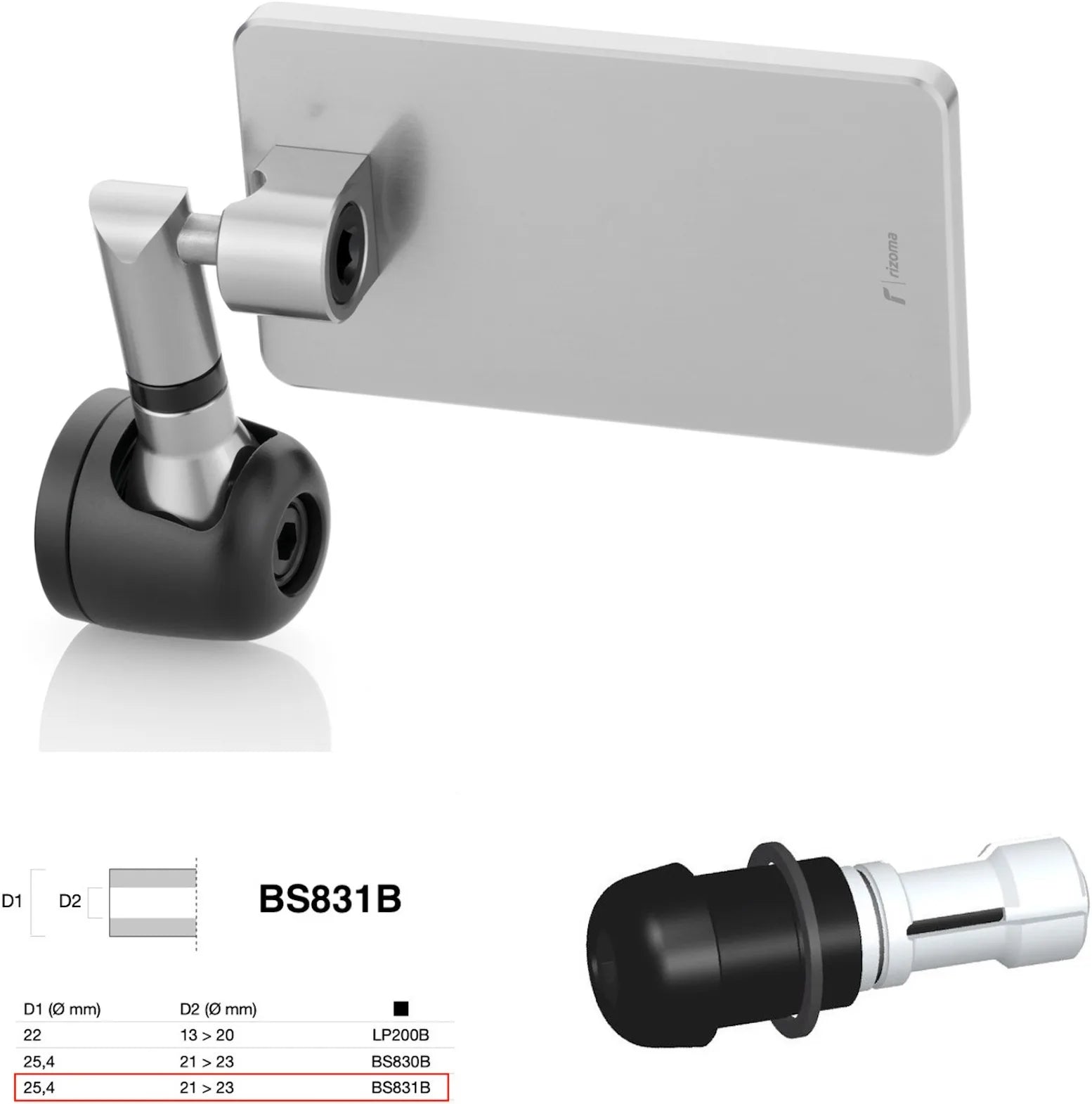 Spiegel End Mount Richtig Universal Ø24,5(21>23) Quantum End - Rizoma Kompatibel Mit Ktm