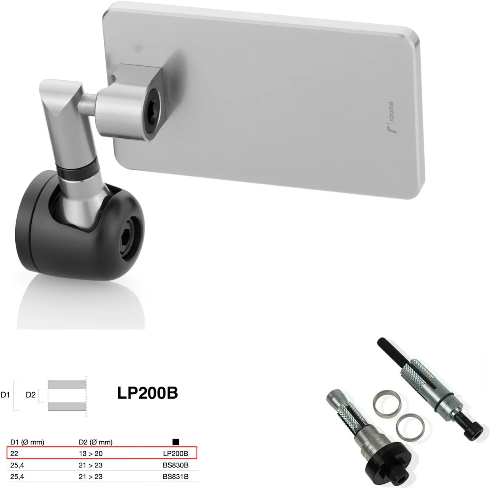Spiegel End Mount Links Universal Ø22(13>20) Quantum End - Rizoma Kompatibel Mit Suzuki