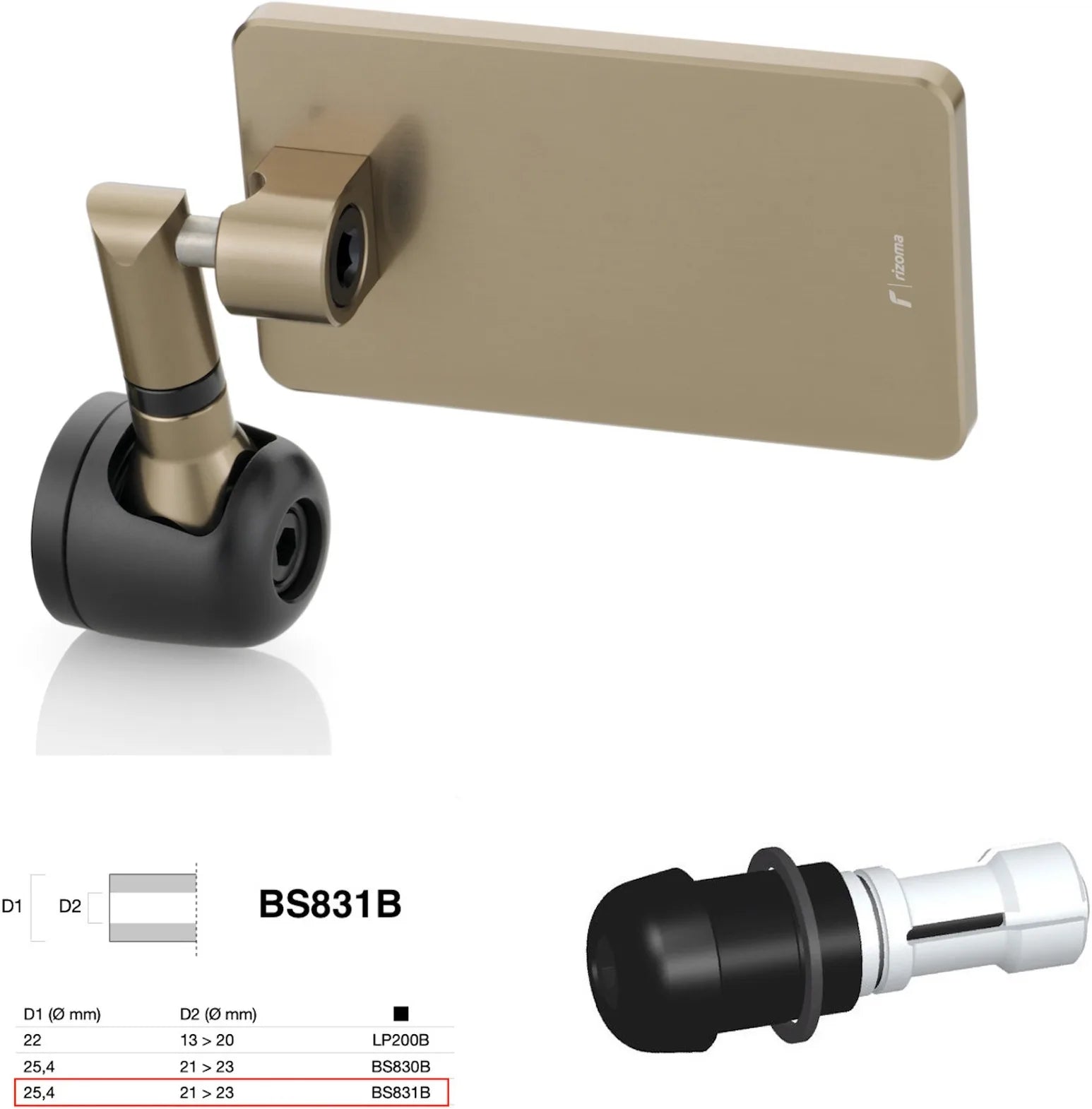Spiegel End Mount Richtig Universal Ø24,5(21>23) Quantum End - Rizoma Kompatibel Mit Ktm