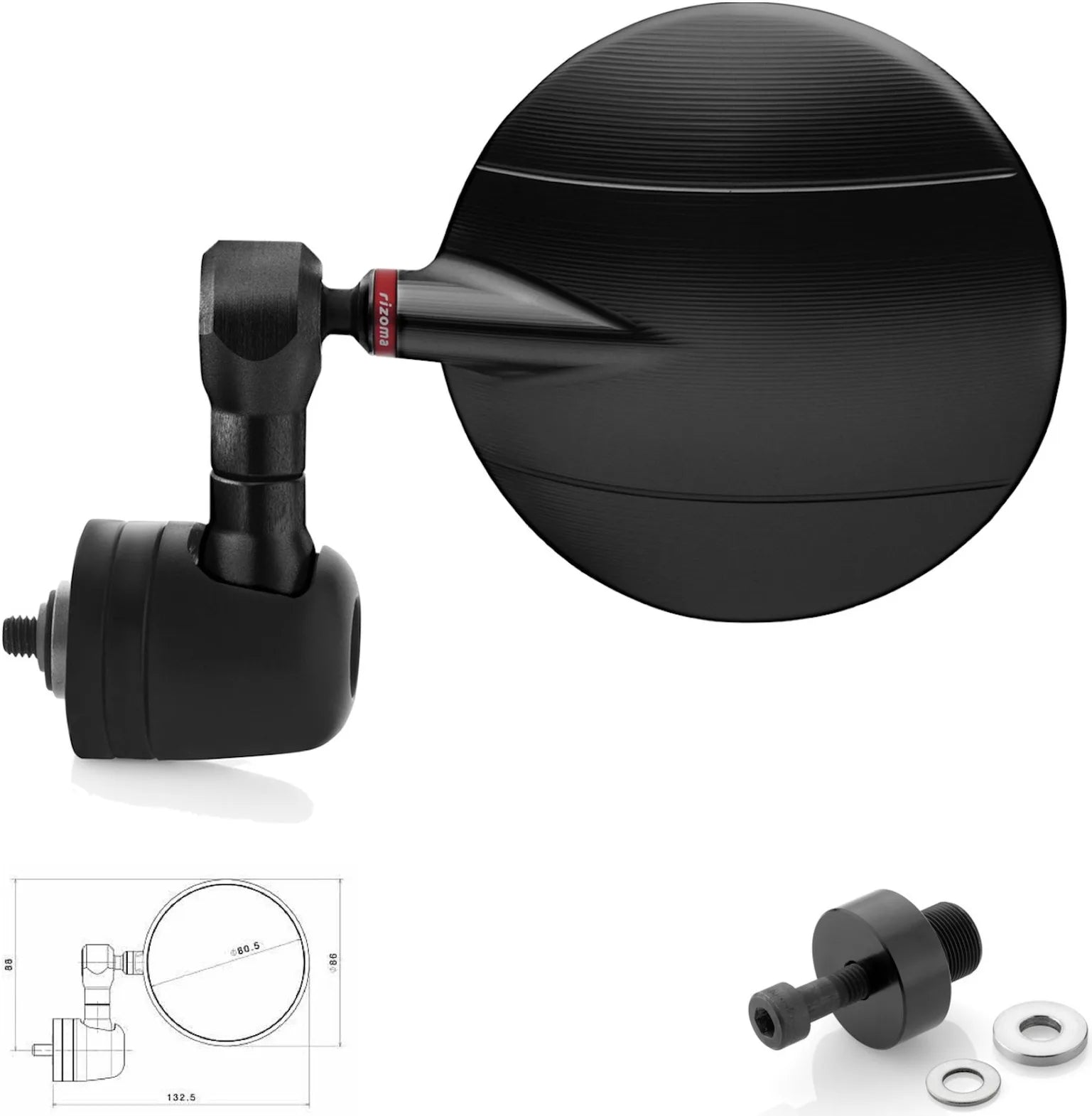 Spiegel End Mount Richtig Spy-R Ø80 - Rizoma Kompatibel Mit Kawasaki Z 800 (2012-2016)