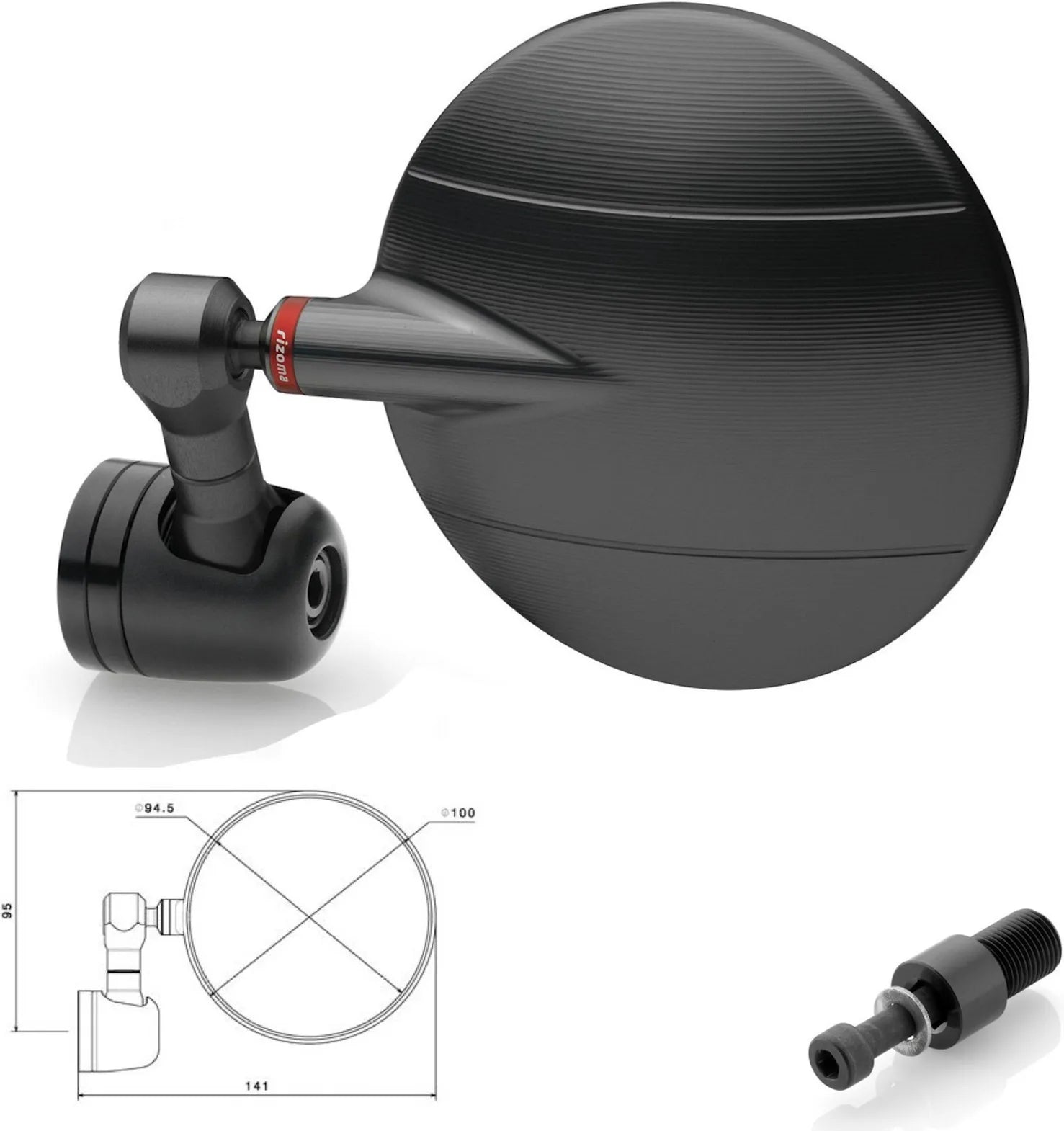 Spiegel End Mount Links Spy-R Ø94.5 - Rizoma Kompatibel Mit Yamaha Xjr 300 (2002-2015)