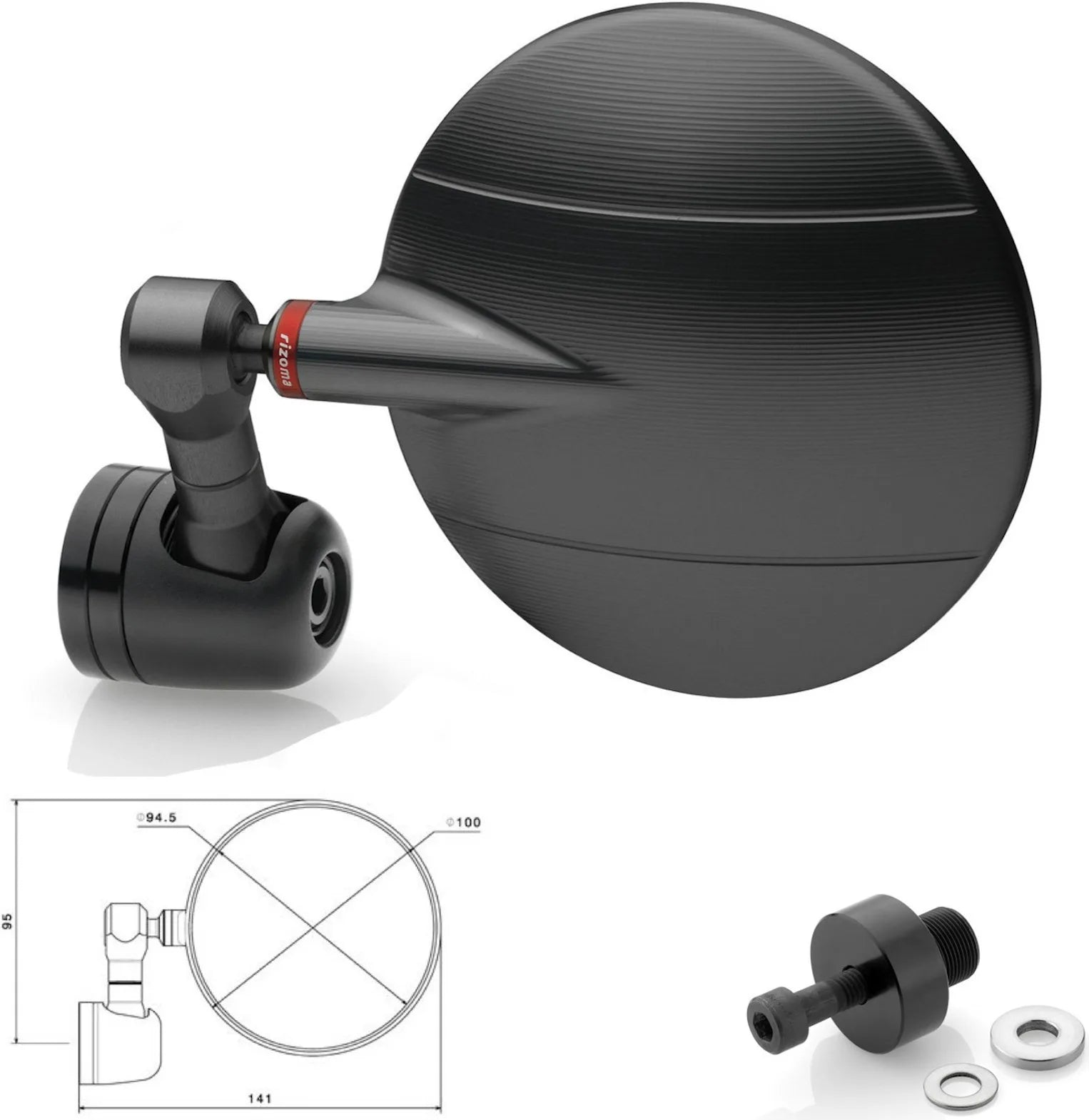 Spiegel End Mount Richtig Spy-R Ø94.5 - Rizoma Kompatibel Mit Kawasaki Z 800 (2012-2016)