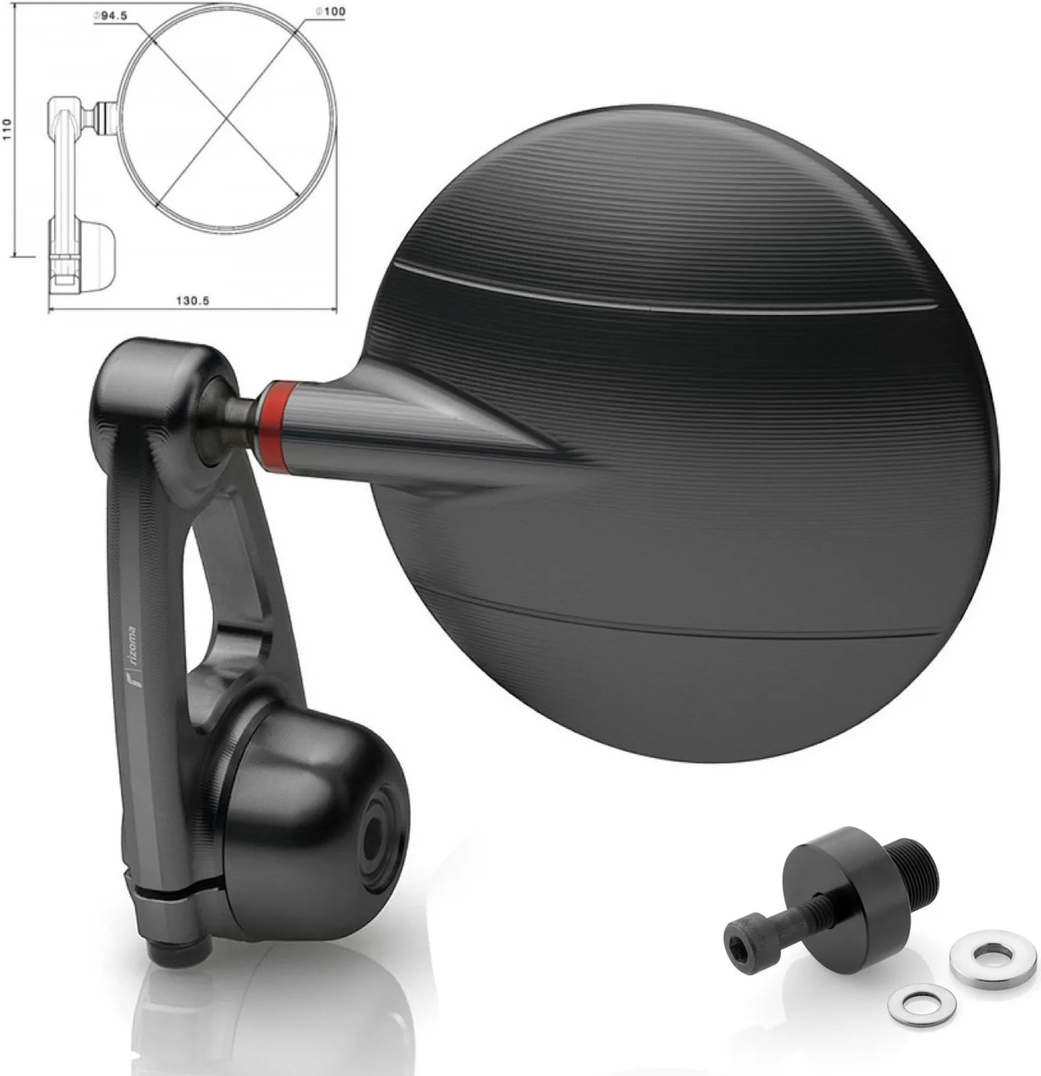 Spiegel End Mount Richtig Spy-Arm Ø94.5 - Rizoma Kompatibel Mit Kawasaki Z 900 Rs Café (2018-2021)