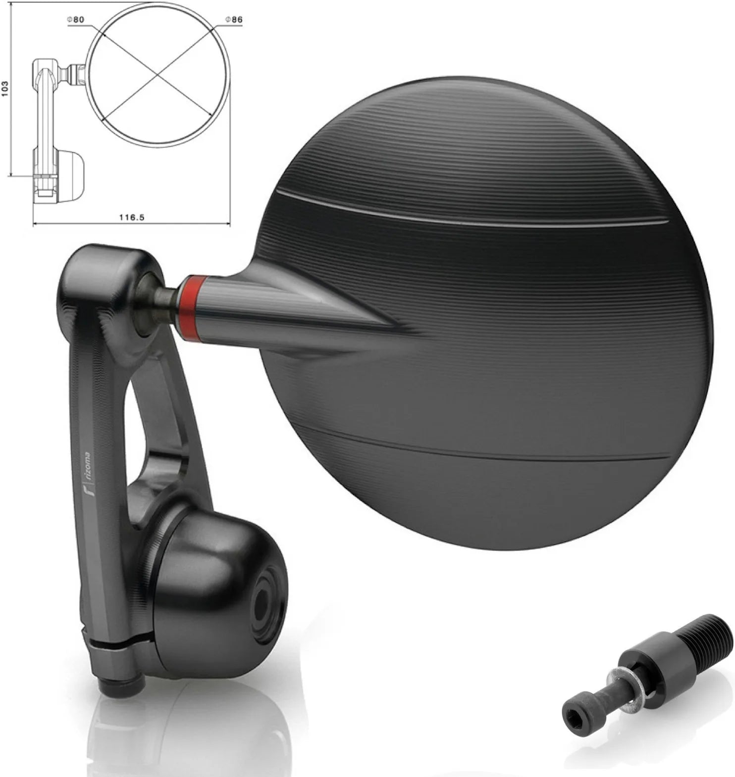 Spiegel End Mount Links Spy-Arm Ø80 - Rizoma Kompatibel Mit Yamaha T-Max 530 (2012-2019)