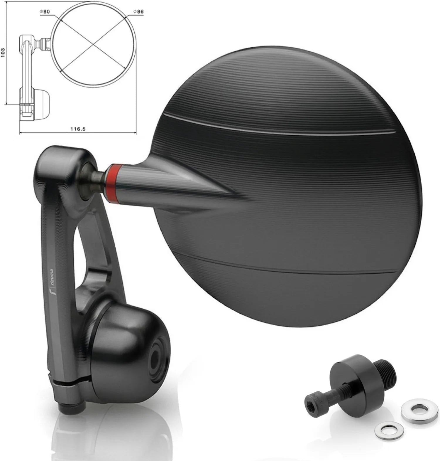 Spiegel End Mount Links Spy-Arm Ø80 - Rizoma Kompatibel Mit Kawasaki Z 750 R (2011-2014)