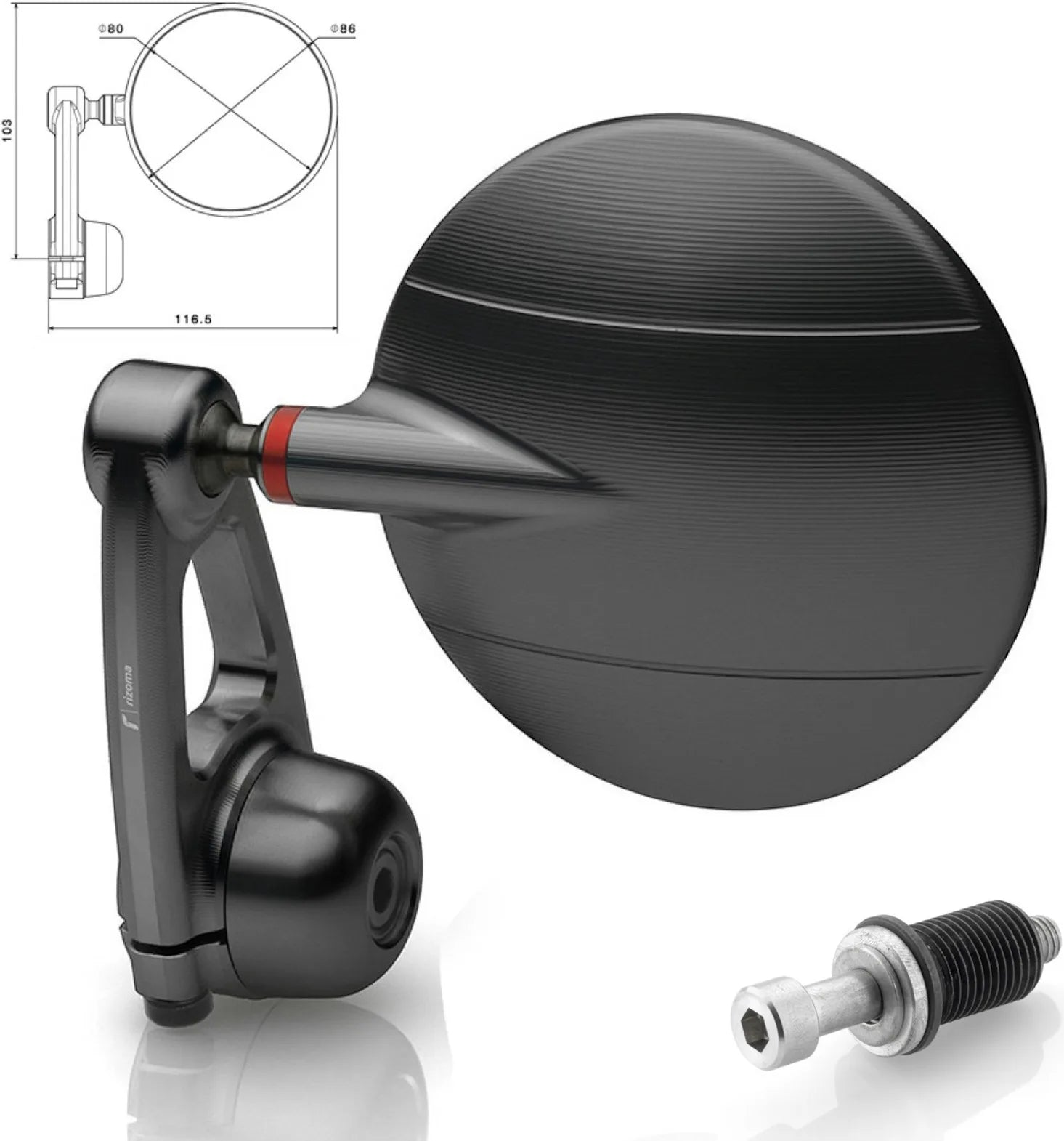 Spiegel End Mount Links Spy-Arm Ø80 - Rizoma Kompatibel Mit Mv Agusta Rivale 800 (2013-2015)