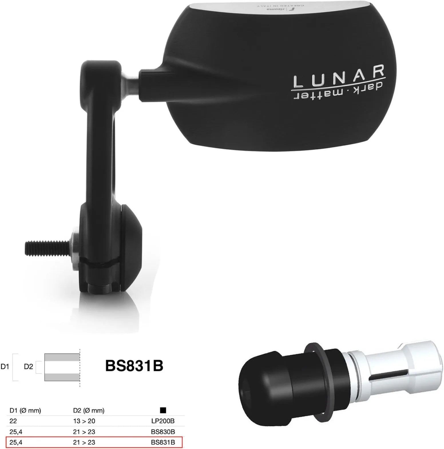 Spiegel End Mount Richtig Universal Ø24,5(21>23) Lunar - Rizoma Kompatibel Mit Ktm