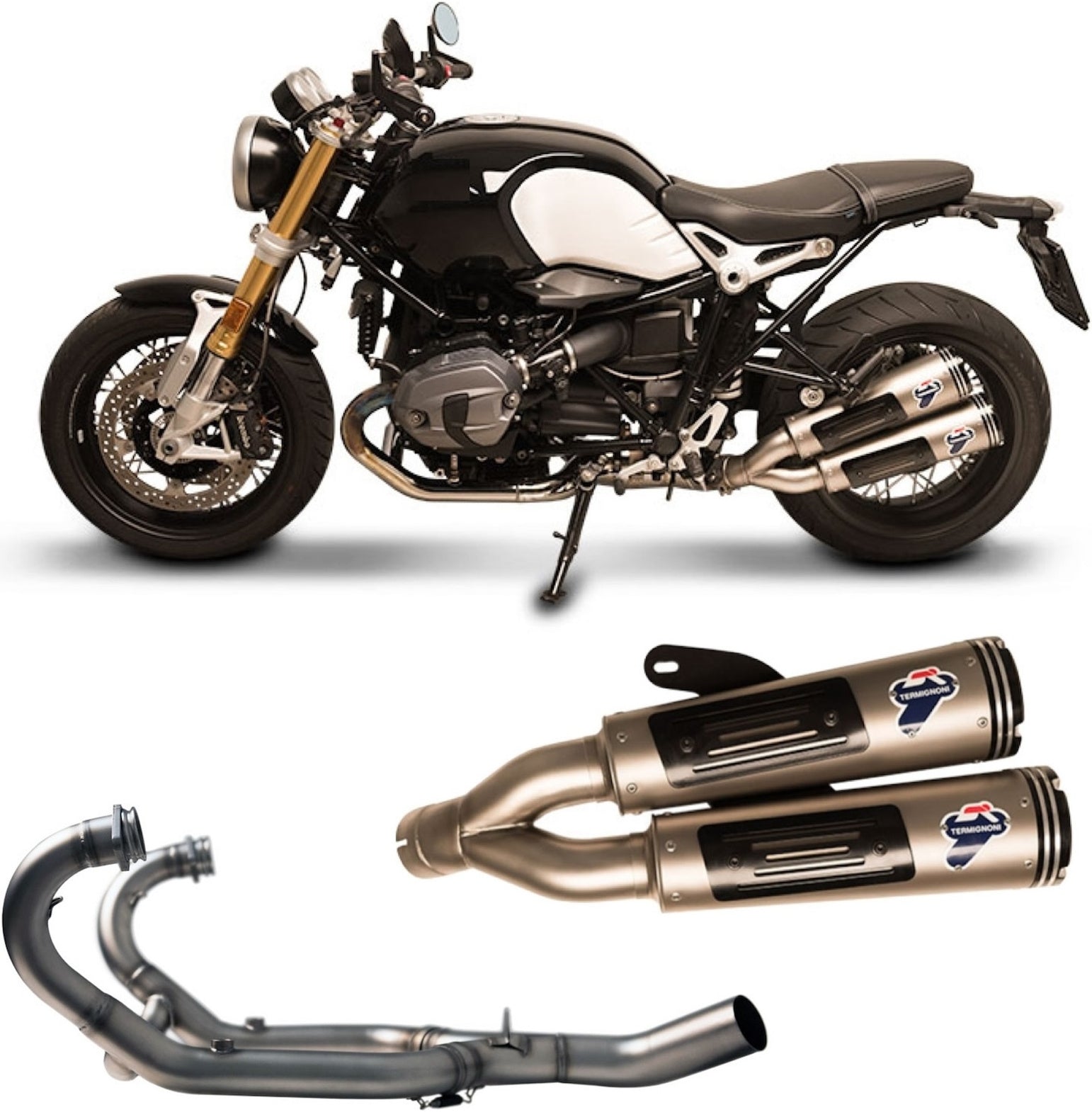 Complete Non-Catalytic Exhaust System With Sound Certification Conical Stainless Steel Aluminium Cap - Termignoni Compatible With Bmw Ninety (2016-2020)