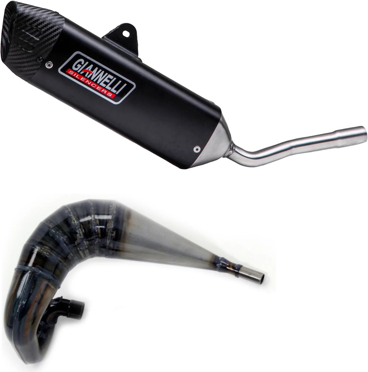 Komplette Auspuffanlage Ohne Katalysator Und Mit Geräuschzulassung Sonic Aluminium Schwarz - Giannelli Kompatibel Mit Sherco Derapage 50 (2021)