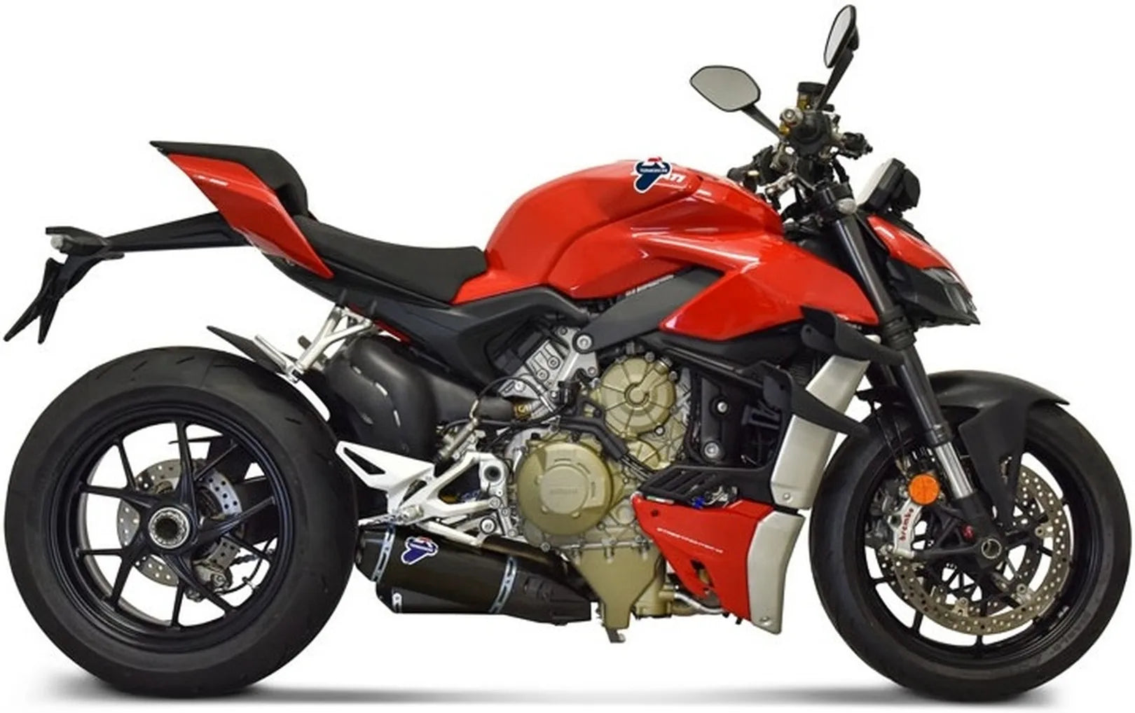 Doppelauspuffanlage Ohne Geräuschzulassung Titan Schwarz Aluminium Cap - Termignoni Kompatibel Mit Ducati Streetfighter V4 (2020-2021)