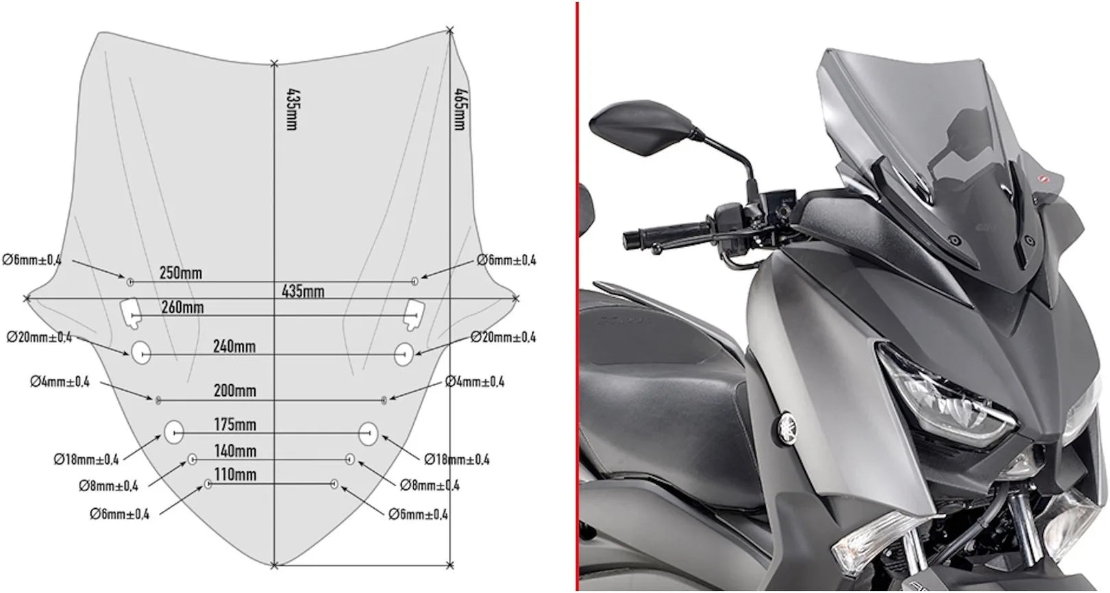 Windschild Getönt - Givi Kompatibel Mit Yamaha X-Max 400 (2018-2021)