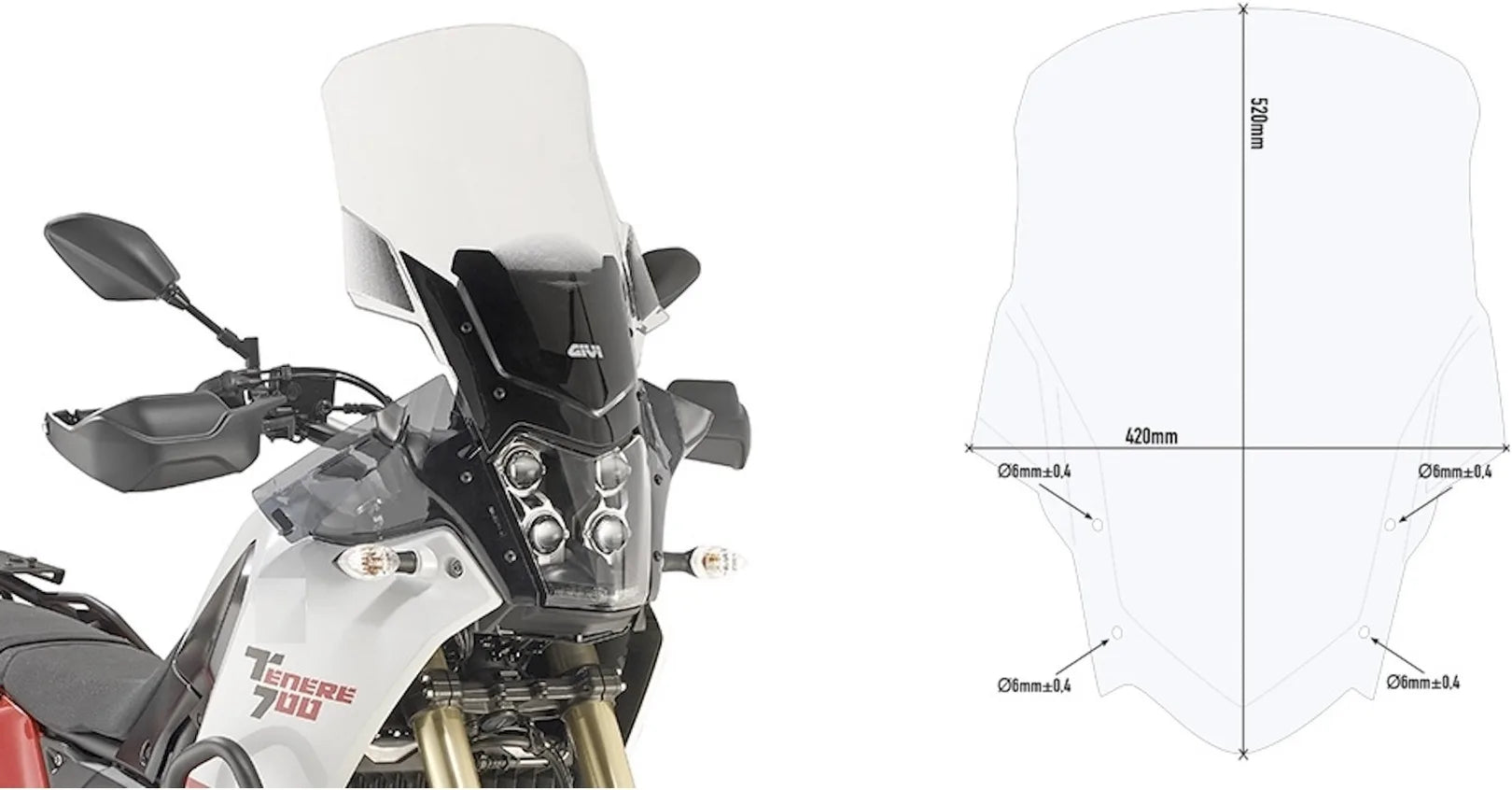Windschild Transparent - Givi Kompatibel Mit Yamaha Ténéré 700 (2019-2020)