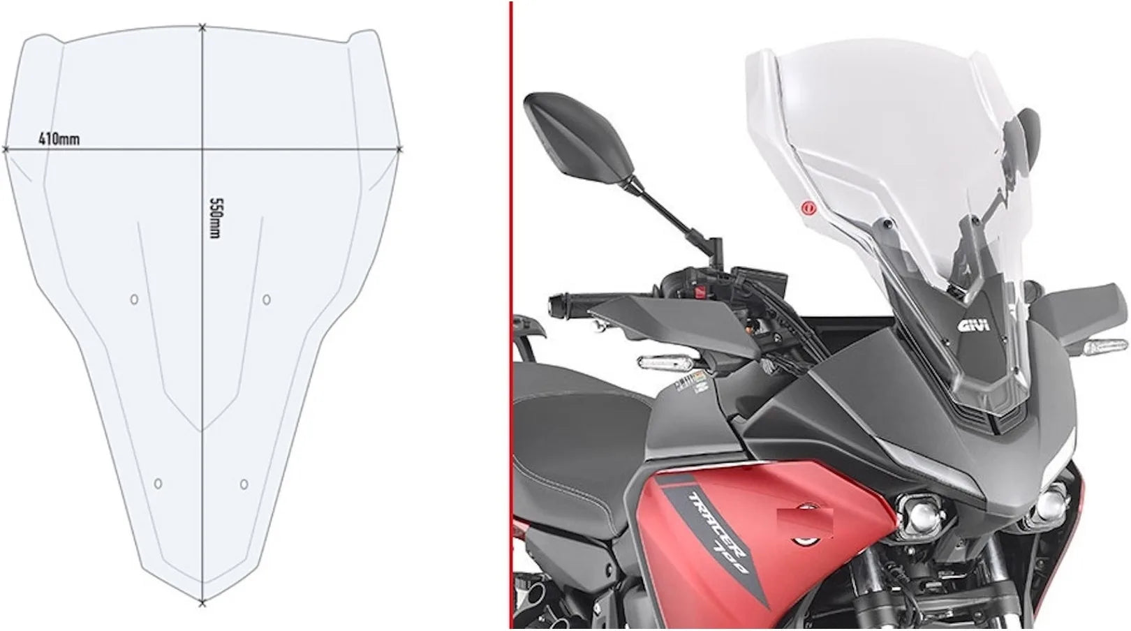 Windschild Transparent - Givi Kompatibel Mit Yamaha Tracer 7 - Gt (2020-2024)