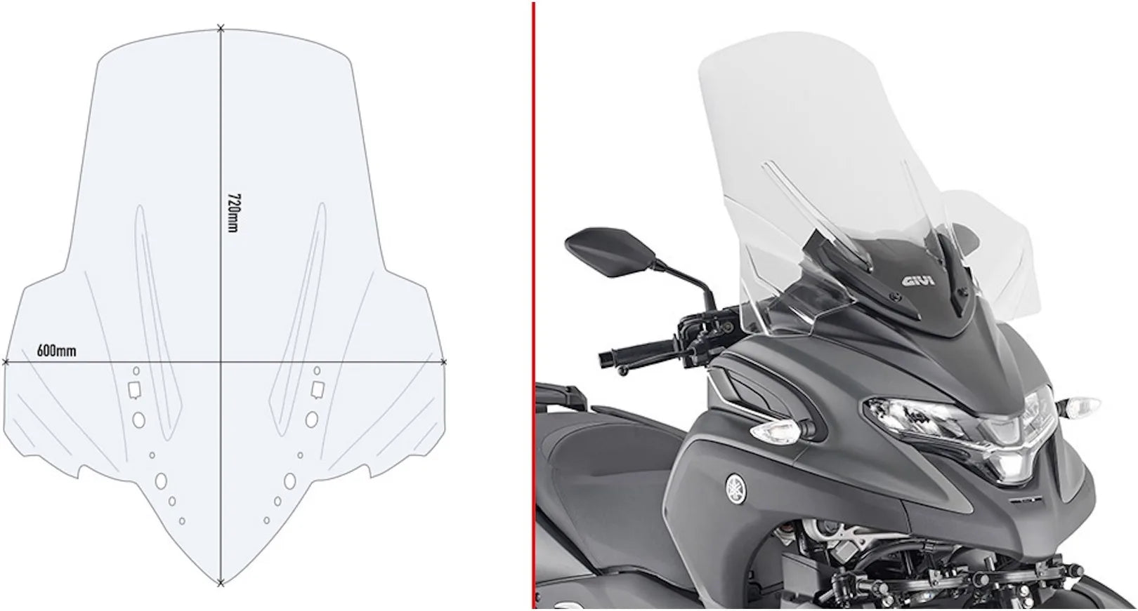 Windschild Transparent - Givi Kompatibel Mit Yamaha Tricity 300 (2020-2024)