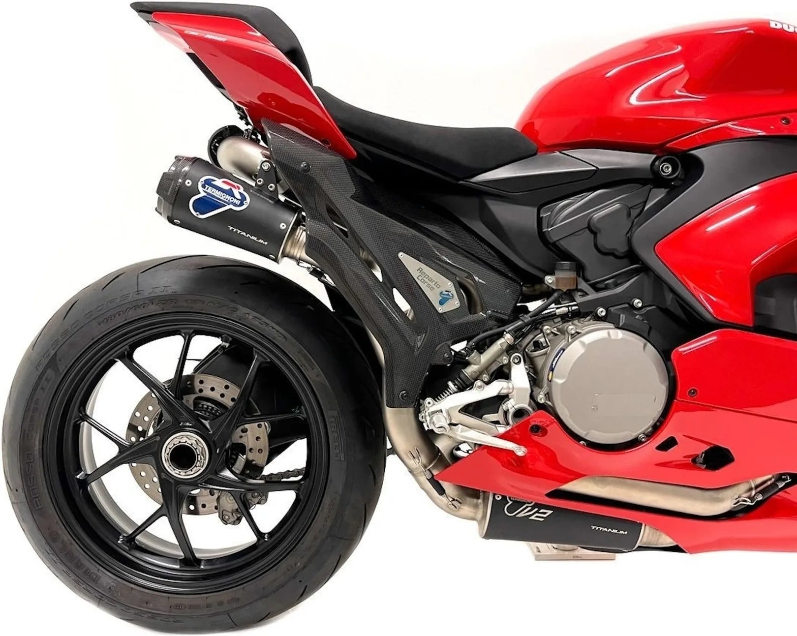 Komplette Auspuffanlage Ohne Geräuschzulassung Sbk Replica Titan Schwarz Carbon Cap - Termignoni Kompatibel Mit Ducati Streetfighter V2 (2021-2023)