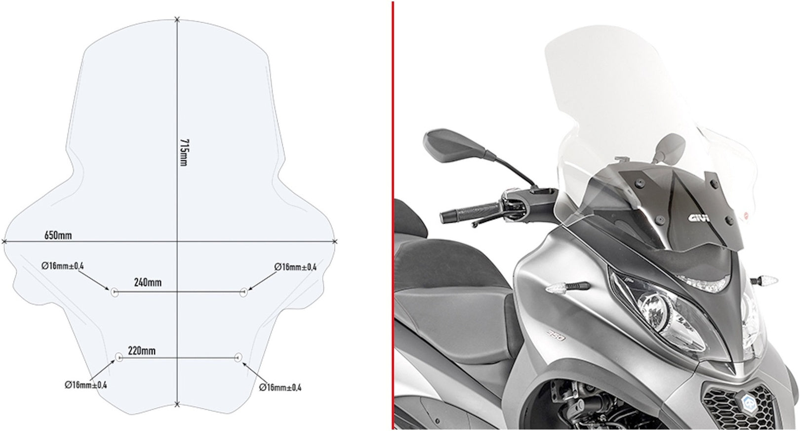 Transparent Wind-Screen - Givi Compatible With Piaggio Mp3 500 Sport (2018-2021)