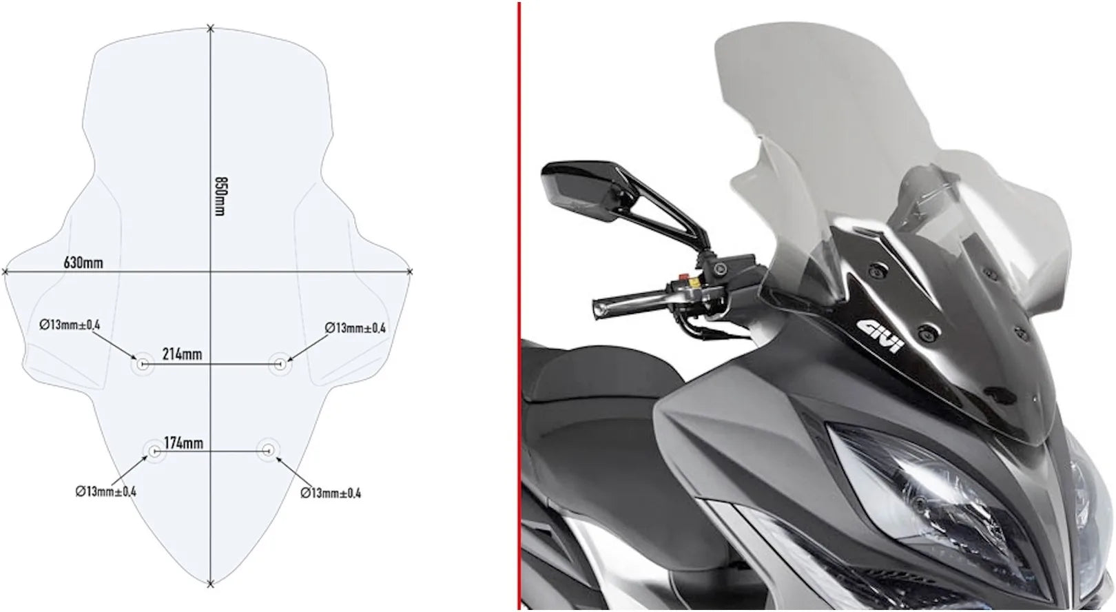 Windschild Transparent - Givi Kompatibel Mit Kymco Xciting 400 I S Tcs (2018-2024)