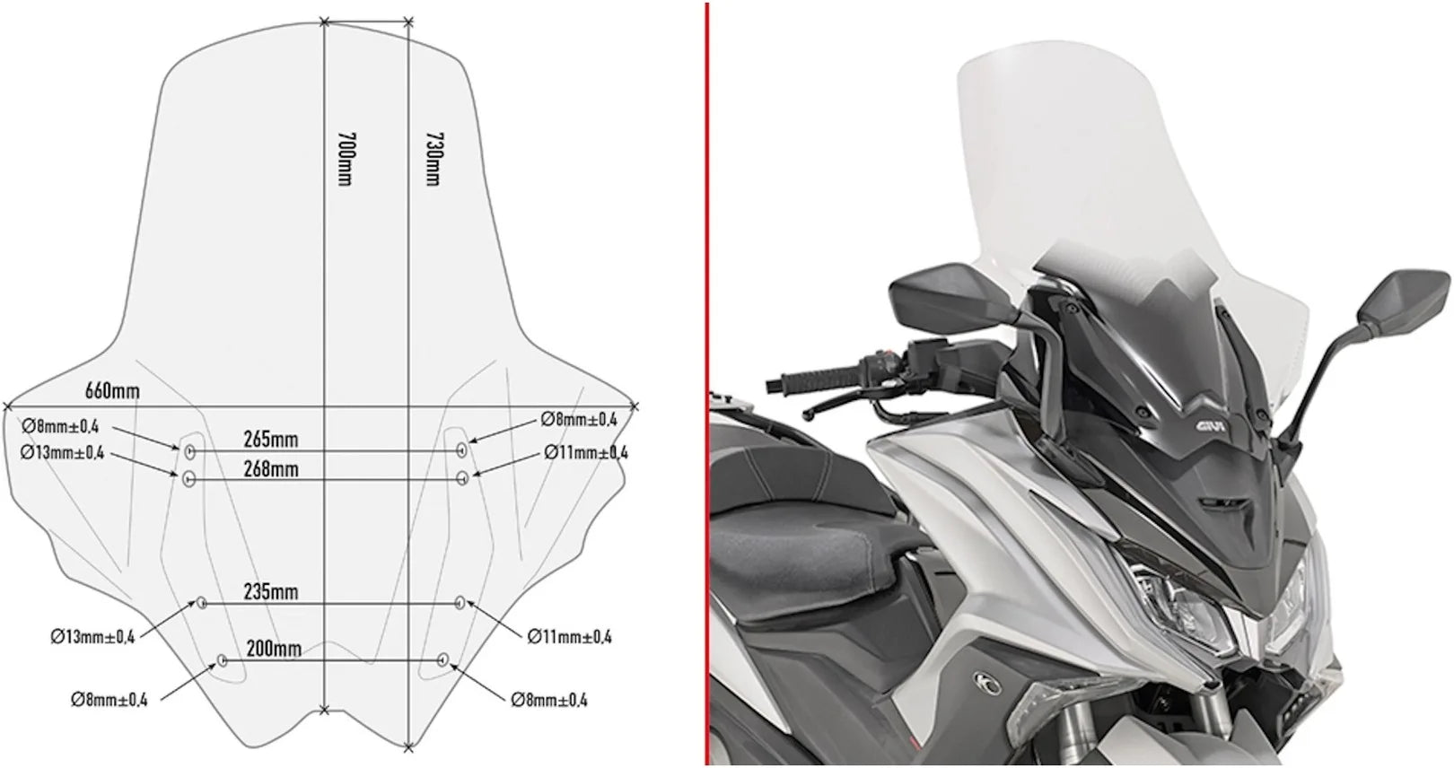 Windschild Transparent - Givi Kompatibel Mit Kymco Ak 550 Ets (2017-2024)