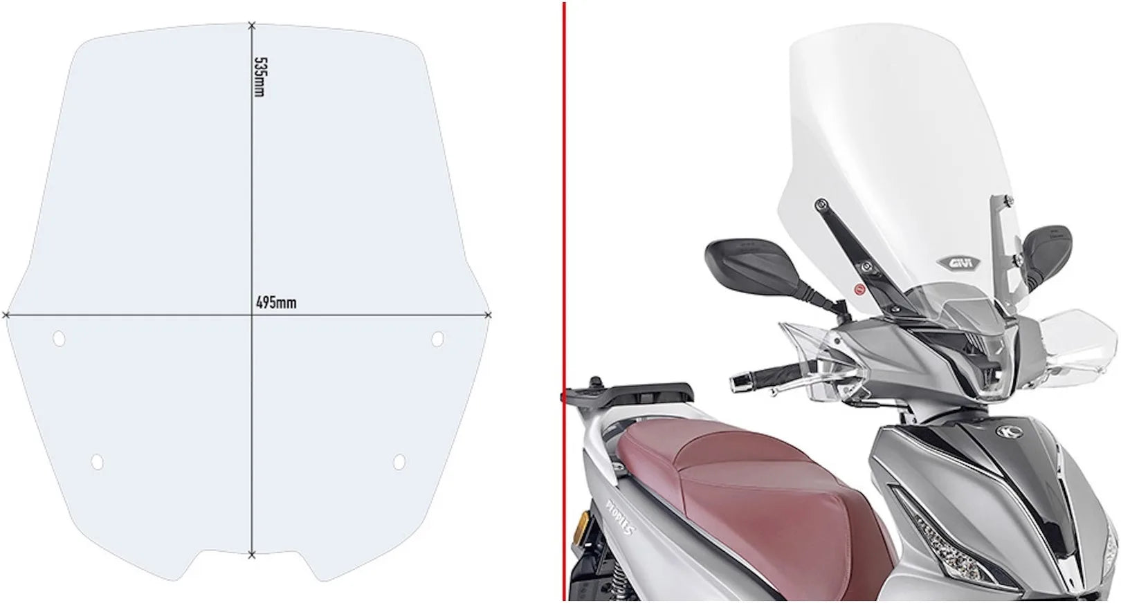 Windschild Transparent - Givi Kompatibel Mit Kymco People S 125 - 150 - 200 (2020-2024)